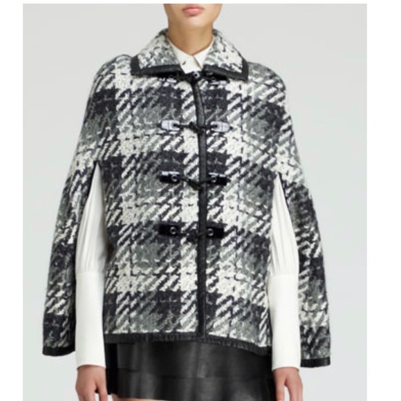 Women's Rachel Zoe Houndstooth wool cape size M - Picture 2 of 12